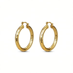 Pendientes de aro chapados en oro para mujeres y hombres, estilo clásico, aleación de zinc, joyería de moda, pendientes unisex con acabado en oro de 24 quilates - Product Image 1