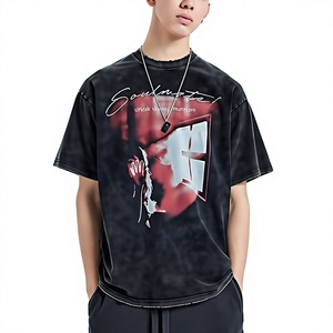 เสื้อยืดโอเวอร์ไซส์สีดำคุณภาพสูง ผ้าเทอร์รี่หนานุ่ม ซักย้อมแบบแอซิดวอช 100% ผ้าฝ้าย เป็นมิตรต่อสิ่งแวดล้อม ระบายอากาศได้ดี สไตล์วินเทจ เรียบง่าย - Product Image 4