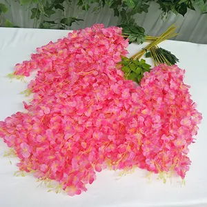 Flores artificiais de limpeza, decoração de casamento, de alta qualidade, penduradas na loja ou para decoração de casa, wisteria de seda, venda no atacado