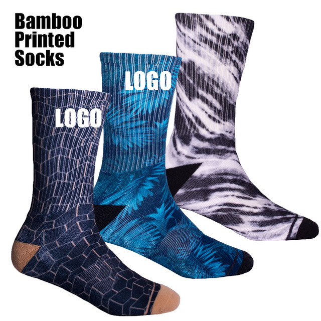 Men's Dress Novelty Socks Custom Design Sublimation Bamboo Printed Crew Socks