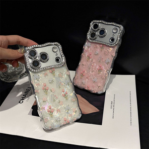 Coque de téléphone Ondulations Dégradées Cristal Coquillage Fleur pour iPhone 17 16 15 Pro Max, Étui Arrière Effet Diamant Scintillant Ombre Jardin - Product Image 2