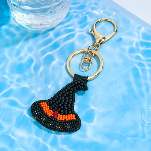 Porte-clés Sac à Main Populaire <span class=keywords><strong>Chat</strong></span> Noir Perles Texturées Matériaux DIY Design Citrouille Trousse de Toilette Sac Fourre-tout Porte-clés - Product Image 3