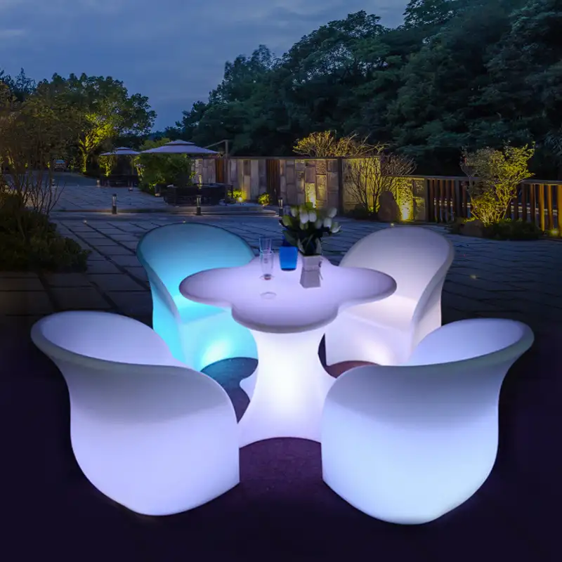 Son açık bahçe işıklı led çubuk sandalye modern ticari gece kulübü bar masası