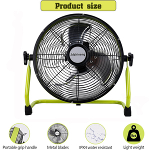 Quạt đứng năng lượng mặt trời di động 12\", 14\", 16\", sạc lại được, điều khiển kỹ thuật số, dùng ngoài trời, có cánh bằng kim loại, dùng cho nhà, xe hơi, cắm trại - Product Image 6