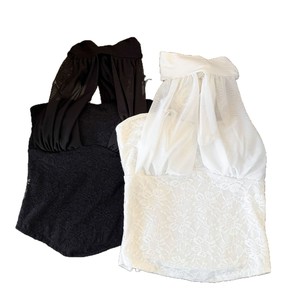 Débardeur Halter <span class=keywords><strong>Femme</strong></span> en <span class=keywords><strong>Maille</strong></span> Découpée avec Grand Nœud à Nouer au Dos, Ourlet Incurvé Irrégulier, Coupe Ajustée, Sans Manches, Court - Product Image 5