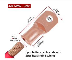 4/0x 3/8 भारी शुल्क लग्स तांबा तार लग्स, भारी शुल्क बैटरी केबल अंत - Product Image 3