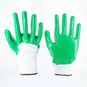 Guanti da lavoro Microflex in Nylon bianco bianco 13G in poliestere verde rivestiti guanti da lavoro di sicurezza in Nitrile