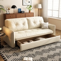 Canapé-lit moderne en cuir véritable style crème, minimaliste italien, convertible et pliable pour salon et appartement