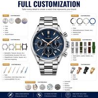 Montre de sport de luxe pour homme en acier inoxydable 316L avec date, mouvement chronographe VK63 personnalisé OEM, cadran soleil et 3 sous-cadrans