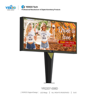 Écran publicitaire numérique LED extérieur étanche couleur pleine 16:9, panneau d'affichage unipôle 4x6m avec cadre en acier pour autoroute et bord de route