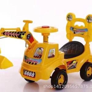 Children's Ride On Excavator Toy Car Yellow Plastic Four Wheel Construction Vehicle For Kids 6688 - Product Image 3