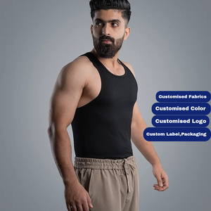 Débardeur de sport respirant en mélange de coton tissé à séchage rapide, écologique, pour homme, coupe musclée, sans manches, pour l'entraînement, 180g, personnalisable - Product Image 3