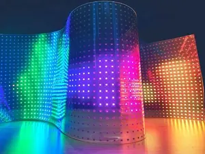 Đầy màu sắc năng lượng trong suốt Màn hình LED hiển thị cửa hàng P10 Glass dính tường trong nhà trong suốt linh hoạt phim Màn hình LED