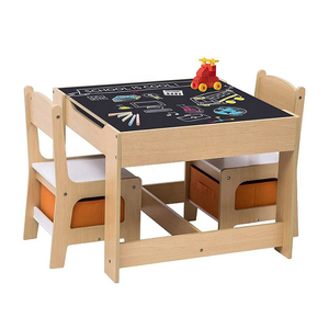 Vendita calda doppio lato tavolo <span class=keywords><strong>bambini</strong></span> disegnare studio gioca mobili in <span class=keywords><strong>legno</strong></span> <span class=keywords><strong>bambini</strong></span> tavolo e sedia per <span class=keywords><strong>bambini</strong></span> Set con scatola di immagazzinaggio - Product Image 2