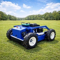 Mesin Pemotong Rumput Listrik CE Harga Terbaik, Ukuran Kecil, Roda, Remote Control, untuk Kebun dan Pertanian