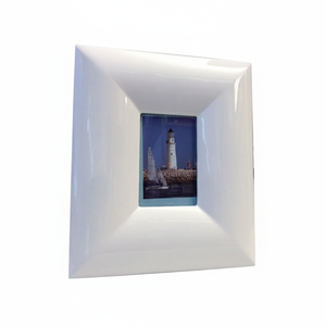 Cornice Fotografica Rotonda Incassata Bianca 100x150mm, Dimensioni Personalizzabili, in Legno, Vetro, Carta, Metallo, Ferro, Plexiglass, Portafoto - Product Image 2