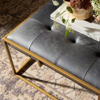 Table basse sophistiquée en métal et cuir, matériaux mixtes, mobilier de salon minimaliste de luxe