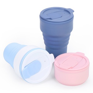 Taza de café plegable de silicona, taza de viaje portátil, botella de agua plegable rosa para adultos, uso al aire libre - Product Image 4