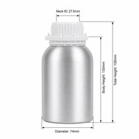Bouteille en aluminium poli miroir de 350 ml avec bouchon blanc, large ouverture, barrière UV, pour huiles essentielles, parfums, cosmétiques, emballage chimique