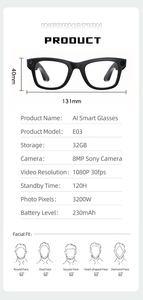 Lentes Inteligentes Meta con Audio de 800w, WIFI, Cámara con Video 1080P, Resistentes al Agua IPX-4, Carga Magnética, Traductor IA con Chat GPT - Product Image 3