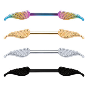 Anillos de <span class=keywords><strong>Piercing</strong></span> de pezón femenino de oro de ala angular de venta superior de buena calidad baratos - Product Image 1
