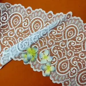 X3198 Factory Supplied Nylon Spandex Stretch Lace Trims Floral Pattern Embroidered Elastic Trims For Bra Lingerie Decoration