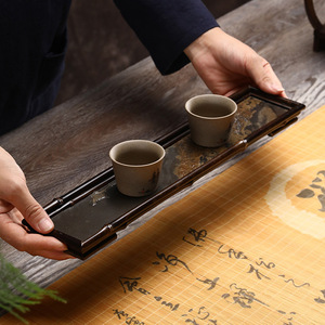 Bamboo Tea <b>Tray</b> Rectangular Foldable Collapsible <b>Large</b> For Tableware Traditional Chinese Design - Product Image 3