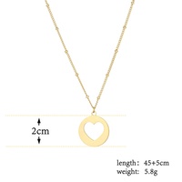 Collier pendentif en acier inoxydable en forme de coeur de 2cm avec chaîne de perles boule accessoire de mode
