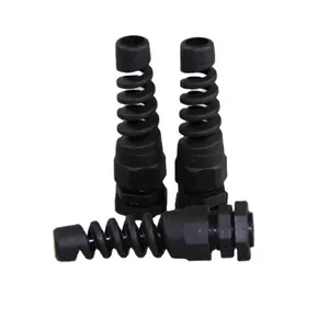 IP68 Long Thread Spiral Flexible Nylon/Plastic Strain Relief Waterproof Metal Cable Gland Flexible Cable Gland