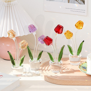Adorno de Tulipán de Cristal Dazi, Regalo Decorativo de Cristal Artificial para Decoración del Hogar y Escritorio - Product Image 3