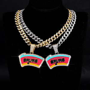 Collar Cubano con Emblema de la Liga de Hockey al por Mayor, Collar de los Campeones de los San Antonio Spurs, Colgante Icy para Joyería Unisex - Product Image 3