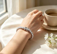 Bracelet Tennis Classique en Gros, Bracelet en Argent Zircon de Luxe de Haute Qualité pour Femme, Bijoux Élégants