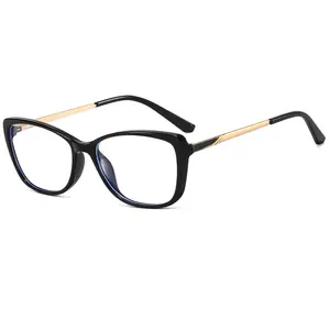 高品質の女性TR90スーパーライトスプリングヒンジアンチブルーライトメガネ光学フレーム眼鏡