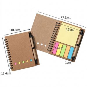 Offre Spéciale – Mini Carnet Spirale Portable avec Stylo, Bloc-Notes en Papier Kraft Recyclé et Lot de Notes Adhésives pour le Bureau et l'École - Product Image 3