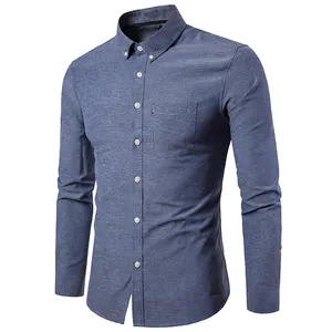 Herren schlankes Hemd Langarm Oxford große lässige Sommer Camisa für Männer formelle Arbeits hemden