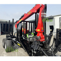 Chargeur de grumes forestières robuste certifié CE, fourni par l'usine, 10 tonnes, remorque à deux poutres, grue à grappin rotative hydraulique de 7 m