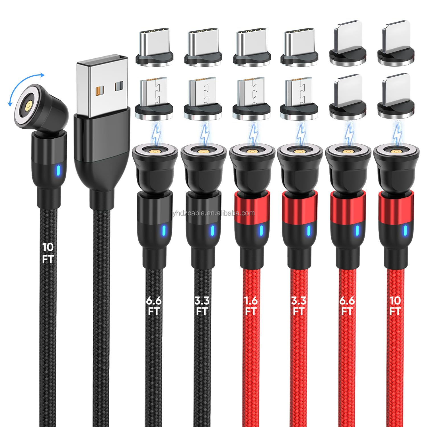 Cable rojo+ios+micro+tipo c