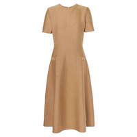 Fabricants de vêtements Robe personnalisée à glissière mi-longue, jambe droite, encolure avec poche et tresses Robe mi-longue en mélange de laine