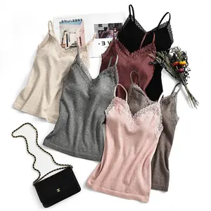 Women Lace Clean Cami Tank Top With Bra Pad