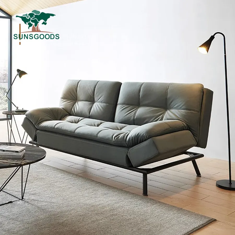 Hoge Kwaliteit Traagschuim Slaapbank Modern Tufted Futon Opvouwbare Metalen Multifunctionele Slaapbank Met Usb-Opladers