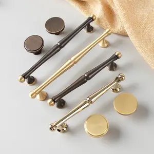 Modern Style Luxury Golden Brass Classic Stainless Steel Hardware Furniture Drawer Cupboard Pull Knobs Kitchen Cabinet Handle