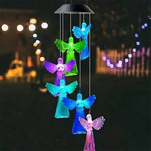 Led rüzgar Chime güneş kelebek Hummingbird Dragonfly rüzgar çanları açık kapalı renk değiştiren ışık Patio Yard bahçe