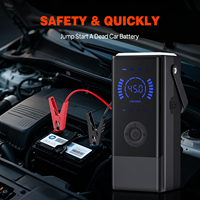 Portable Jump Starter Air Compressor 150PSI High Pressure Tire Pump 12V Battery Booster with Emergency Lighting