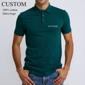 เสื้อโปโลแขนสั้นผู้ชาย ผ้าฝ้าย 100% สไตล์กอล์ฟลำลอง คุณภาพสูง ลายโลโก้แบบกำหนดเองสำหรับฤดูร้อน - Product Image 2