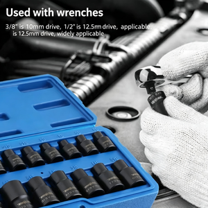 E Type Socket Set 1/2 In Chrome Vanadium Steel For Automotive Repair With Ratchet Wrenches In Hard Case - Product Image 5