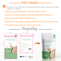 Sachet refermable personnalisé imprimé pour l'emballage du thé, pochette refermable avec design coloré