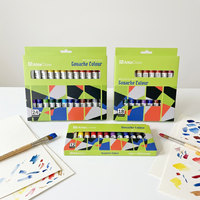 Lot de 24 tubes de gouache non toxiques en aluminium-plastique, couleurs variées, pour l'art sur papier – Qualité étudiante/professionnelle, en boîte – Offre spéciale