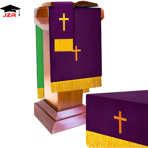 Ensemble de Paraments Réversibles Violet et Vert 3 Pièces Chemin de Table pour Prêtre Tapis d'Autel Catholique Ensembles de Communion pour Églises - Product Image 2