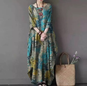 Robe maxi décontractée pour femmes <span class=keywords><strong>MIER</strong></span>, écologique, tissée, à imprimé numérique floral - Product Image 5