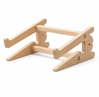 Dudukan Laptop Kayu Pinus, 2 in 1 Ergonomis Dapat Dilepas & Penyangga Notebook Vertikal